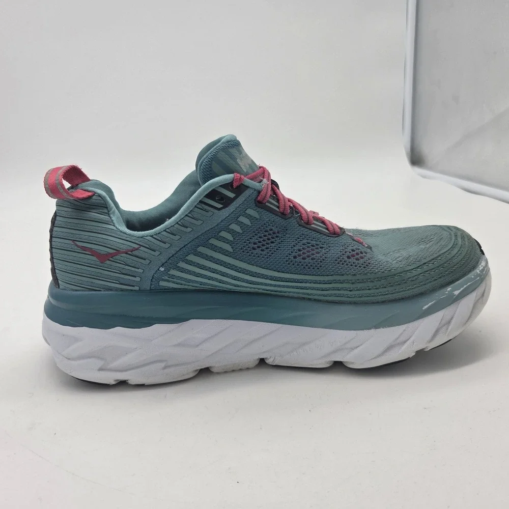 Hoka One One Bondi 6 Shoes Womens Size 6.5 Teal Green Pink Running 1019270 CGSL